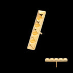 24Kt Gold PVD Titanium Threadless 5 Pyramid Stud Top