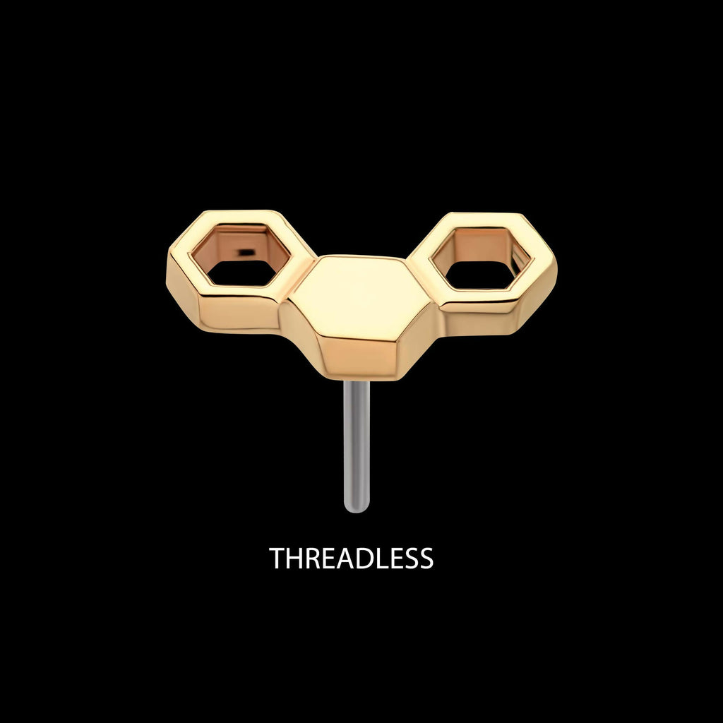 14Kt Gold Threadless Honeycomb Top