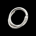 Double Hoop Side Facing Hinged Segment Clicker with CNC Set Round CZ Earring / Nosering – Titanium
