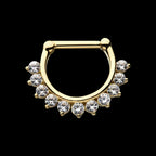 11 Prong Set 2mm Clear CZ Gems Septum Clicker Hoop Earring / Nosering – 14kt Yellow Gold