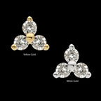 14Kt Gold Threadless Prong Set 1.5mm Round Gem Trinity Top