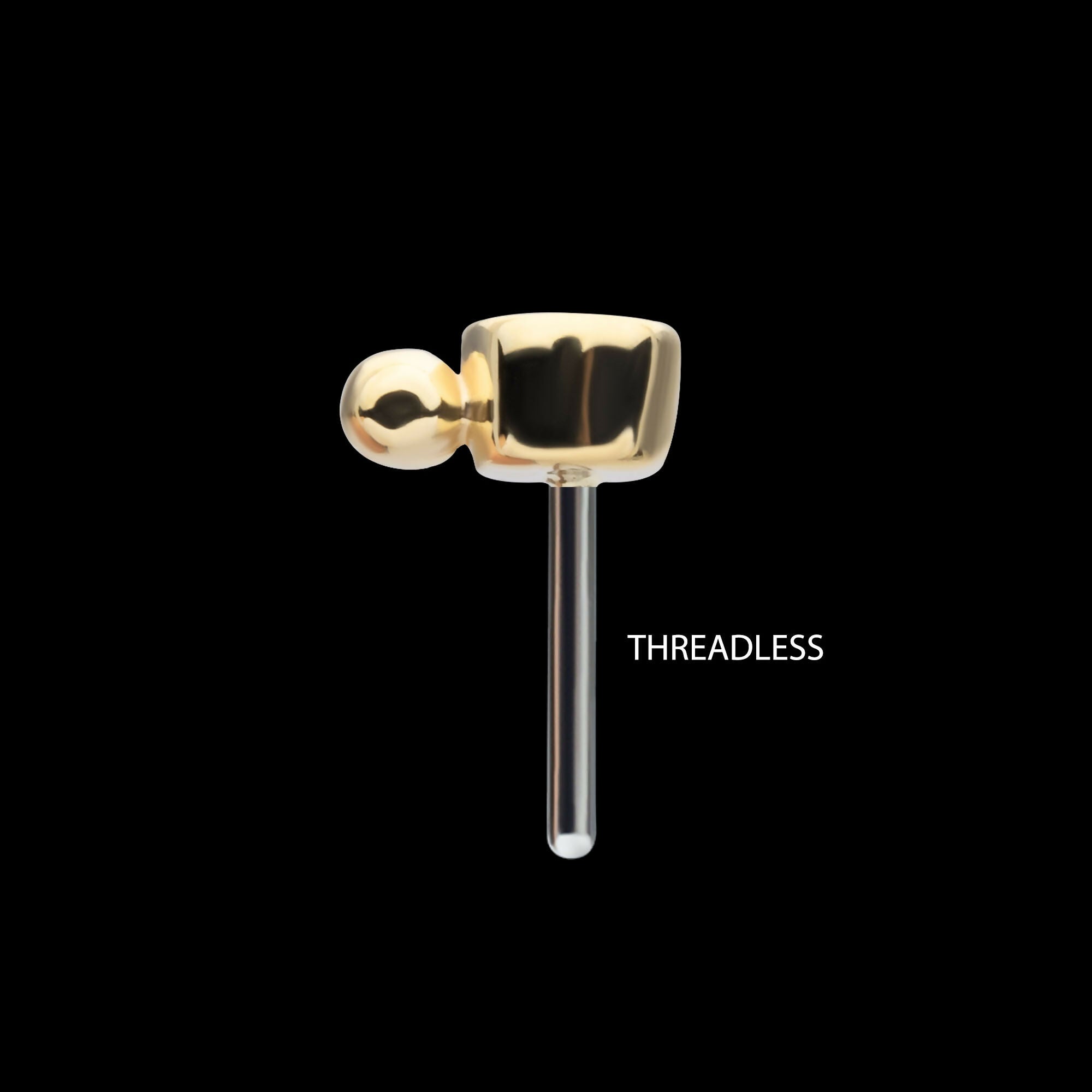 14Kt Gold Threadless 1.75mm Bezel Set Gem & Bead Top