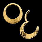 24Kt Gold PVD Titanium Radiant Wide Hoop Front Facing Hinged Segment Clicker Earring / Nosering