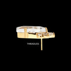 24Kt Gold PVD Titanium Threadless Prong Set Kite Shape CZ Top with 5-Cluster Round CZ