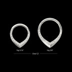 Pave Gem V-Shape Front Facing Hinged Segment Clicker Hoop Earring / Nosering – Titanium