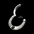 Radiant Hoop with Black Prong Set Gem Front Facing Hinged Segment Clicker Earring / Nosering – Titanium