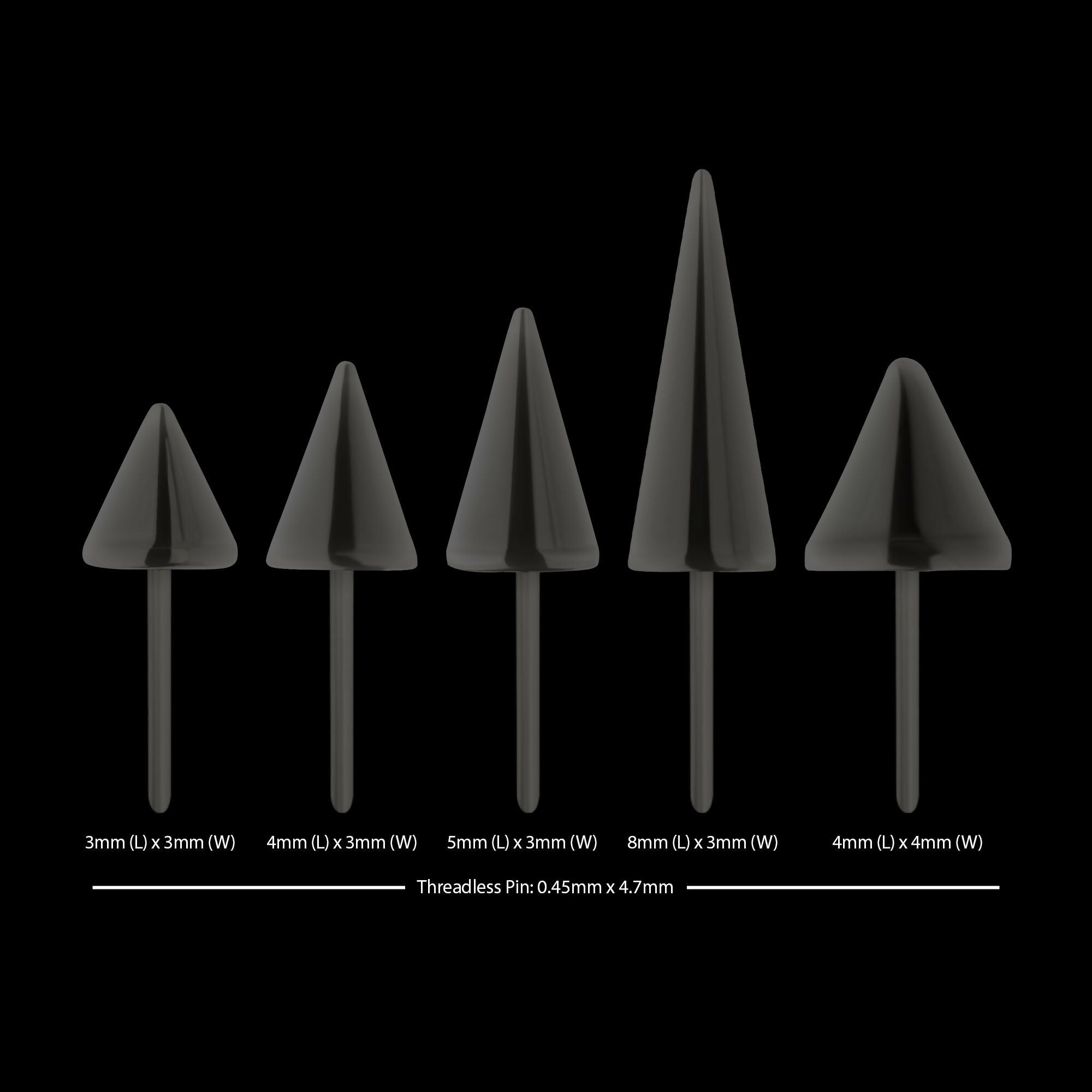 Black PVD Titanium Threadless Spike Top