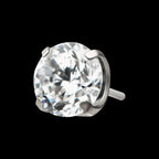 Titanium Threadless Low Profile 4 Prong Round Gem Top