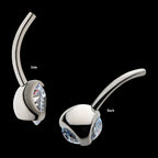 Prong Set Round AAA CZ/Synthetic Opal Fixed Bottom Only Navel Curve Earring / Nosering – Titanium