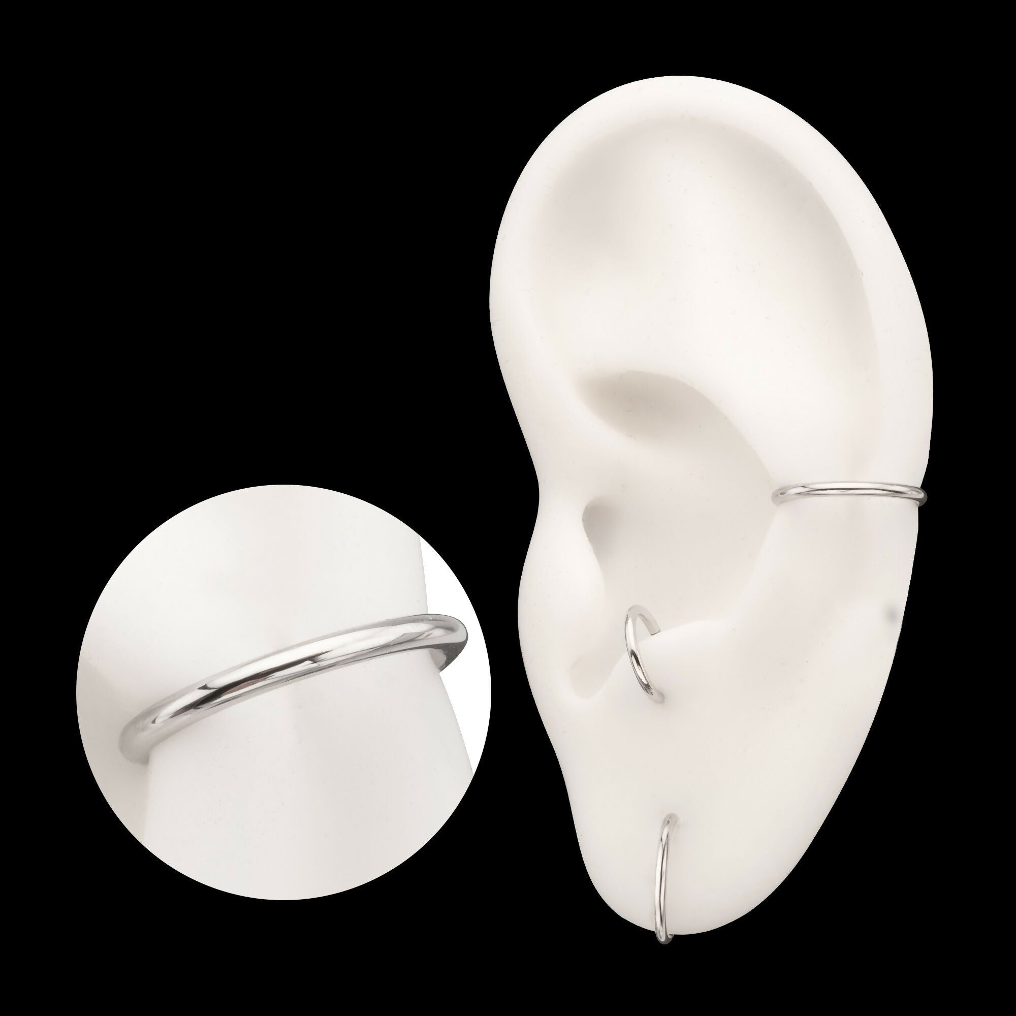 Platinum PVD Titanium Basic Hinged Segment Clicker Hoop Earring / Nosering