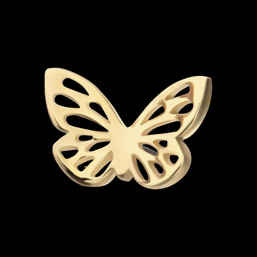 14Kt Yellow Gold Threadless Cut Out Butterfly Top