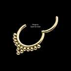 14 Bead Cluster Front Facing Hinged Segment Clicker Hoop Earring / Nosering – 14Kt Yellow Gold