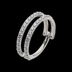 Double Row Full Clear CZ Side Facing Hinged Segment Clicker Hoop Earring / Nosering – Titanium