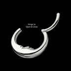 Crescent Moon Face Front Facing Hinged Segment Clicker Hoop Earring / Nosering – Titanium