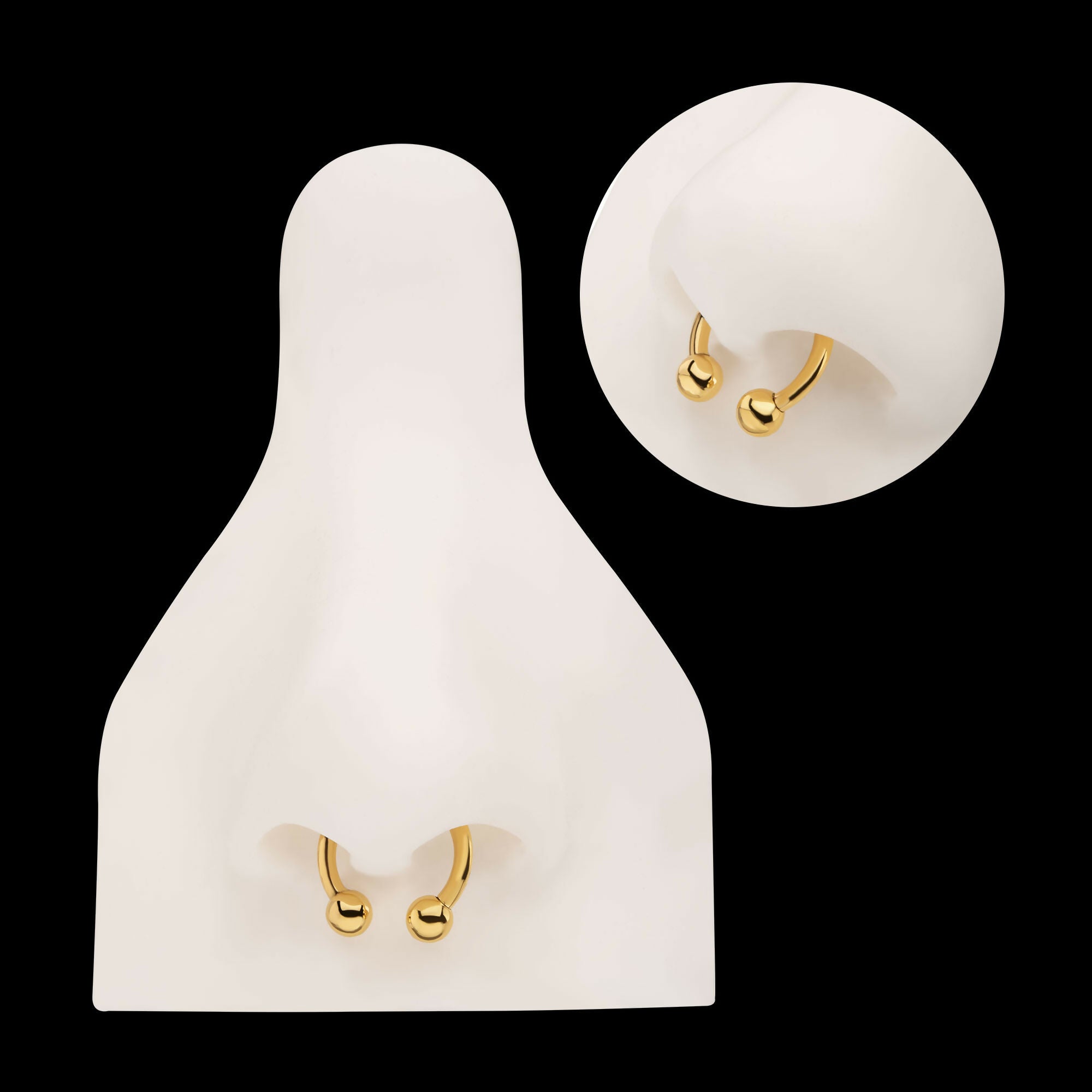 24KT Gold PVD Titanium Internally Threaded Circular Barbell Earring / Nosering