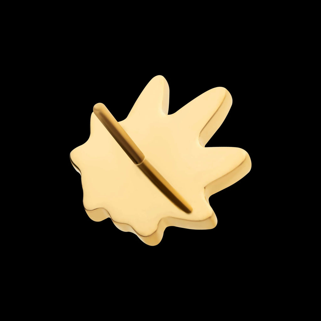 24Kt Gold PVD Titanium Threadless Pot Leaf Top