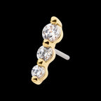 14Kt Yellow Gold Threadless with Prong Set Round CZ 3-Cluster Top