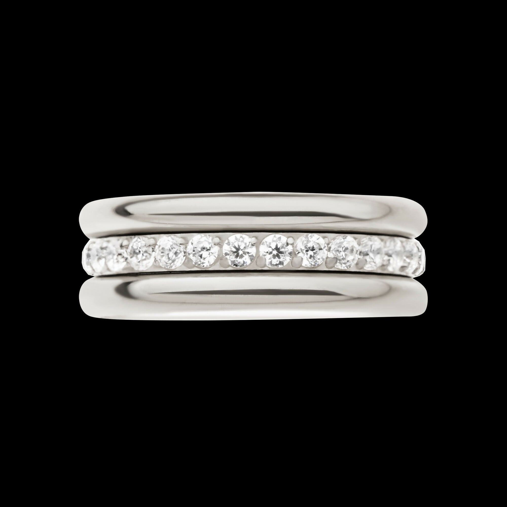 Triple Stacked with CNC Set CZ Center Line Side Facing Hinged Segment Clicker Hoop Earring / Nosering – Titanium