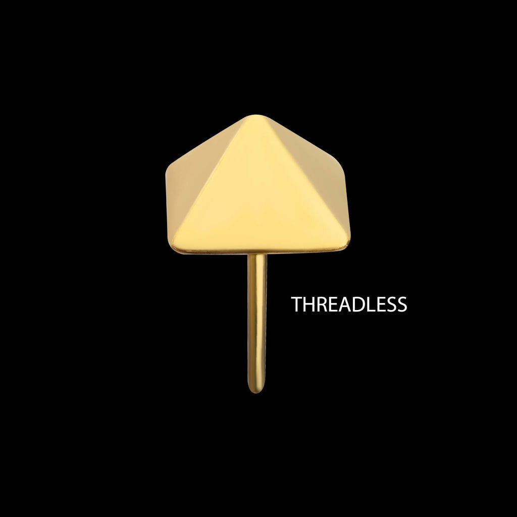 24Kt Gold PVD Titanium Threadless Pyramid Top