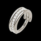 Triple Stacked with CNC Set CZ Center Line Side Facing Hinged Segment Clicker Hoop Earring / Nosering – Titanium
