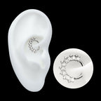 Clustered Prong Set Round & Baguette CZ Front Facing Hinged Segment Clicker Hoop Earring / Nosering – Titanium