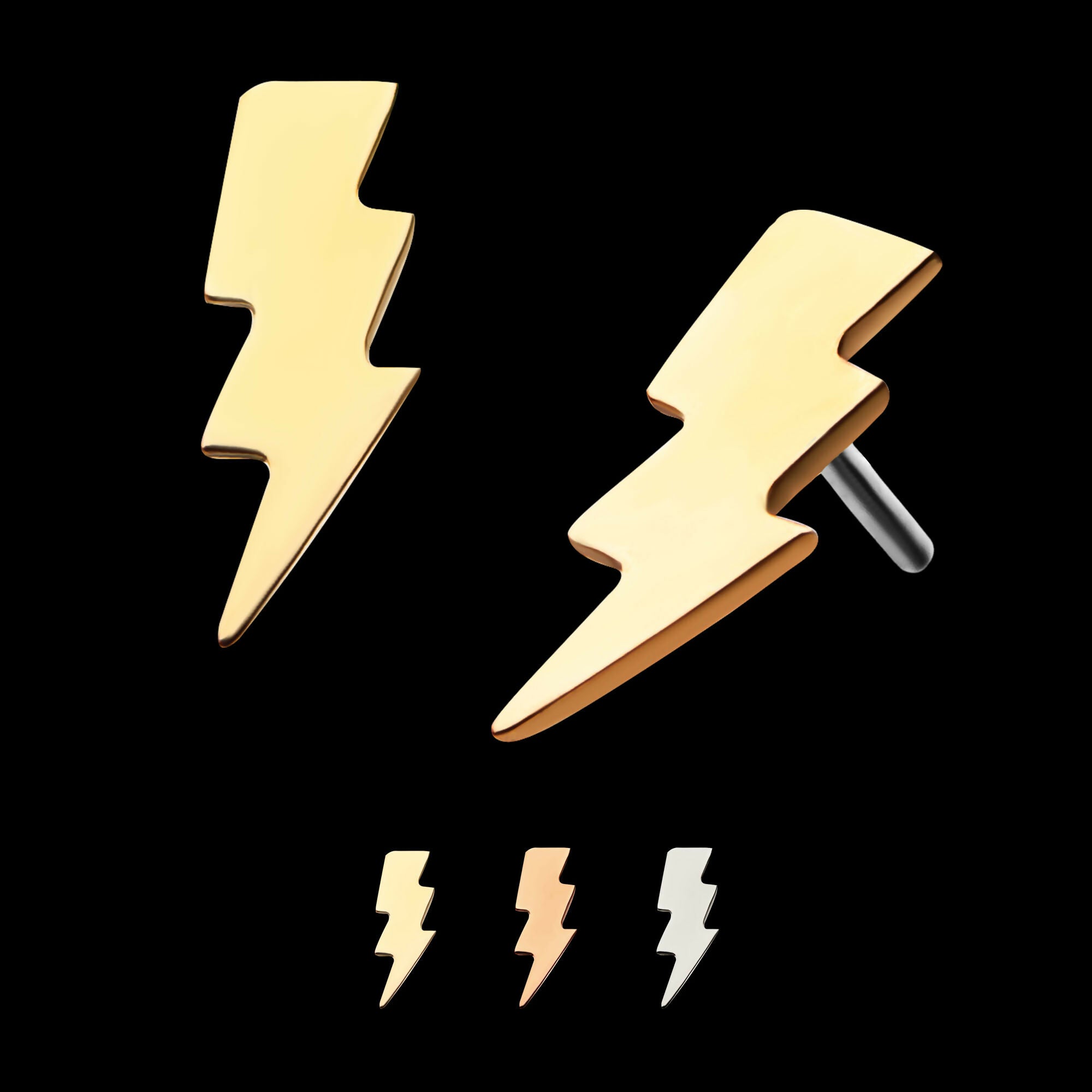 14kt Gold Threadless Lightning Bolt Top
