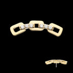14Kt Yellow Gold Threadless Prong Set Round Gem Curved Chain Link Top