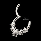 5-Star Cluster Hoop Front Facing Hinged Segment Clicker Earring / Nosering – Titanium