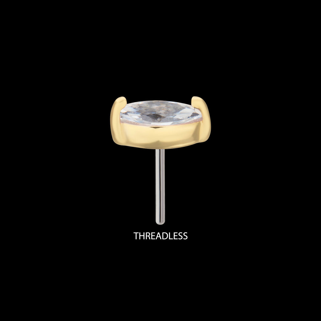14Kt Gold Threadless with Marquise Prong Gem Top