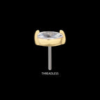 14Kt Gold Threadless with Marquise Prong Gem Top