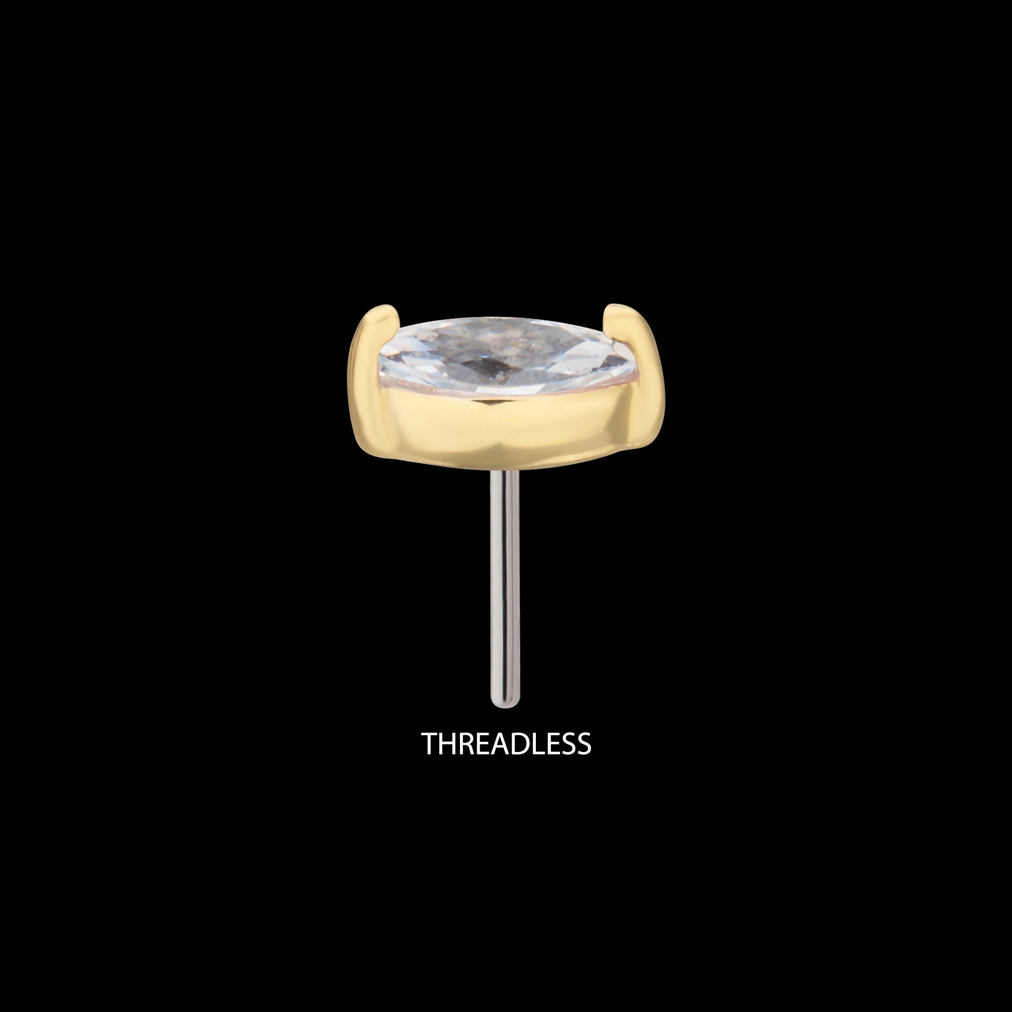 14Kt Gold Threadless with Marquise Prong Gem Top