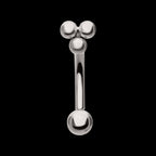 Tri-Bead Fixed Top with Bottom Curved Barbell Earring / Nosering – Titanium