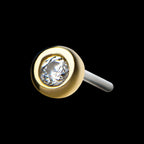 14kt Gold Threadless Bezel Set Clear CZ Top