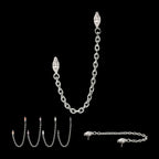 Titanium Threadless Double Prong Set Marquise Gem Top with Rolo Chain Dangle