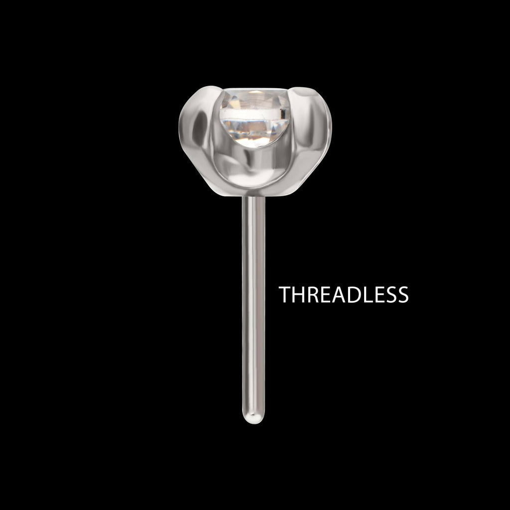 Titanium Threadless with 4-Prong Set CZ Front Facing Top
