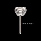 Titanium Threadless with 4-Prong Set CZ Front Facing Top