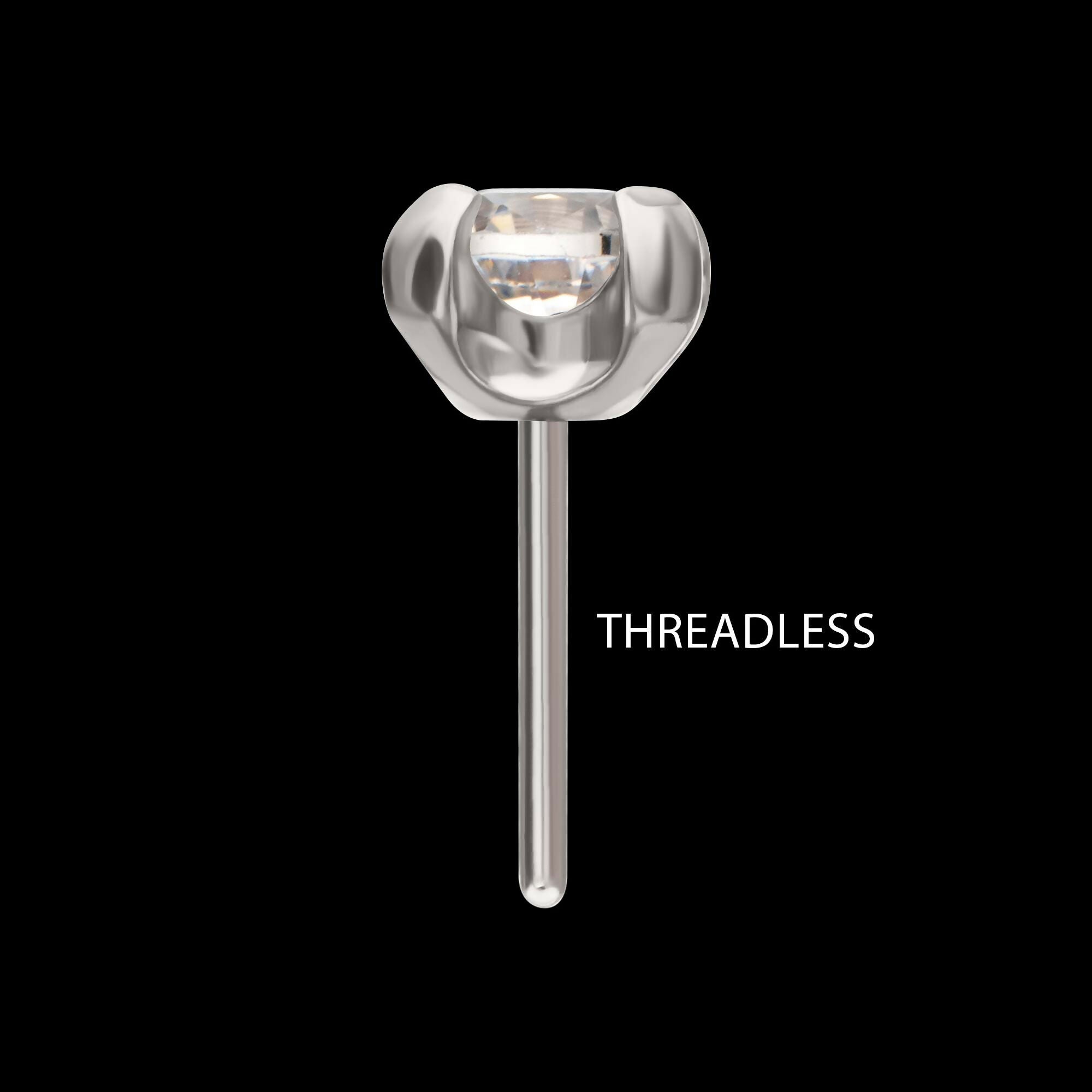 Titanium Threadless with 4-Prong Set CZ Front Facing Top