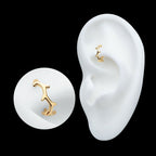 Thorn Hoop Side Facing Hinged Segment Clicker Earring / Nosering – 14Kt Yellow Gold