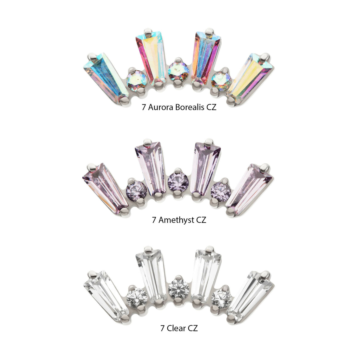 Titanium Threadless Prong Set Marquise CZ 6-Cluster Top | Live By The ...