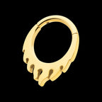 24Kt Gold PVD Titanium Flame Front Facing Hinged Segment Clicker Hoop Earring / Nosering