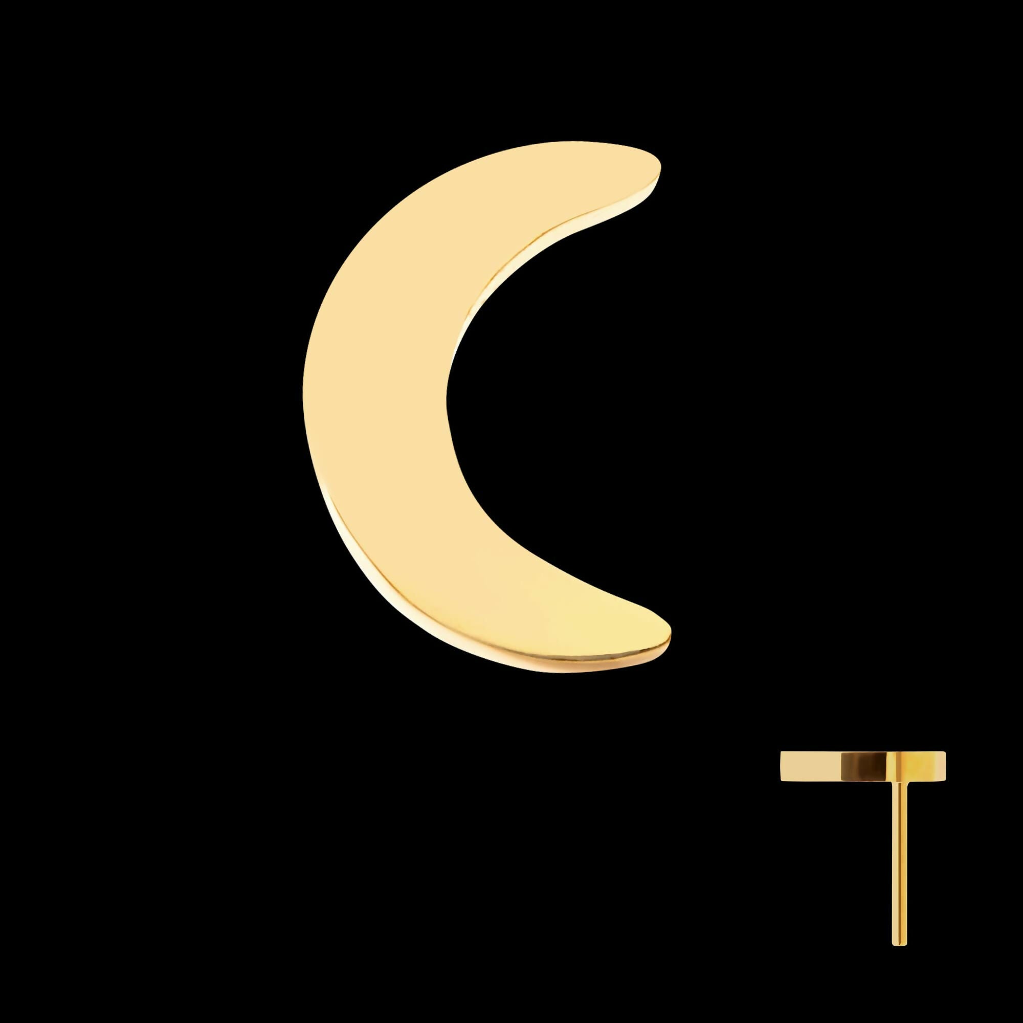 24Kt Gold PVD Titanium Threadless Crescent Moon Top with 1.6mm Crest