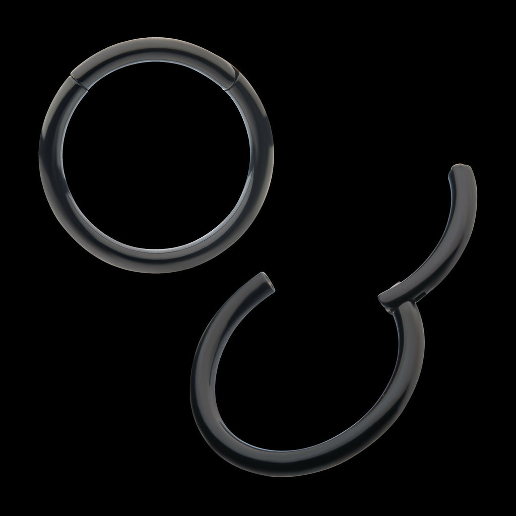 Black PVD Titanium Basic Hinged Segment Clicker Hoop Earring / Nosering