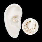 7-Cluster Baguette Prong Gem Front Facing Hinged Segment Clicker Hoop Earring / Nosering – 14Kt Gold