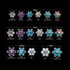 Titanium Threadless with Prong Set 7 CZ Flower Top