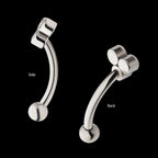 Internally Threaded Bezel Round CZ Trinity Fixed Top Curved Barbell Earring / Nosering – Titanium
