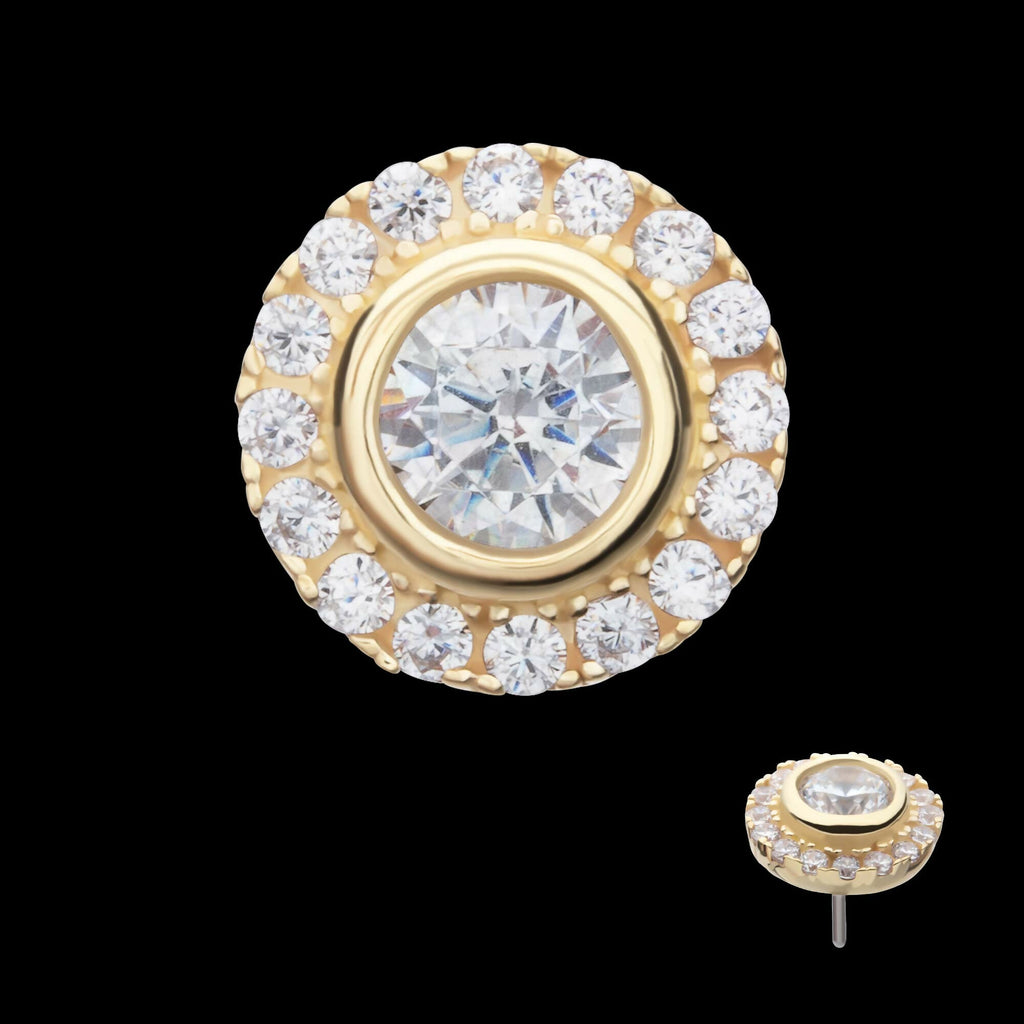 14Kt Yellow Gold Threadless Multigem Halo Top