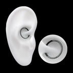 Black PVD Titanium 3 Row Pave Set 0.8mm Round Gem Hinged Segment Clicker Hoop Earring / Nosering