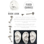 Internally Threaded with Beaded Bezel Set CZ Flower Fixed Top Curved Barbell Earring / Nosering – Titanium