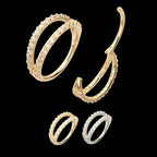 Double Hoop with CNC Set Full Gem Side Facing Hinged Segment Clicker Earring / Nosering – 14Kt Gold