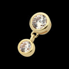 14Kt Gold Threadless Double Bezel Set Round CZ Dangle Top
